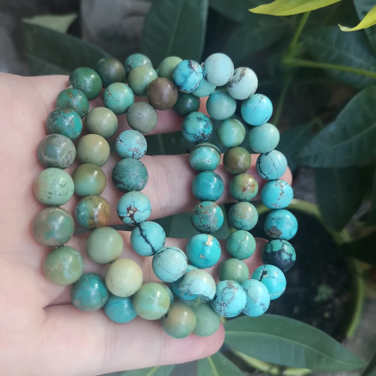 Precious and rare real natural turquoise blue gemstone round bead bracelet,  good quality, special price, unique collection value