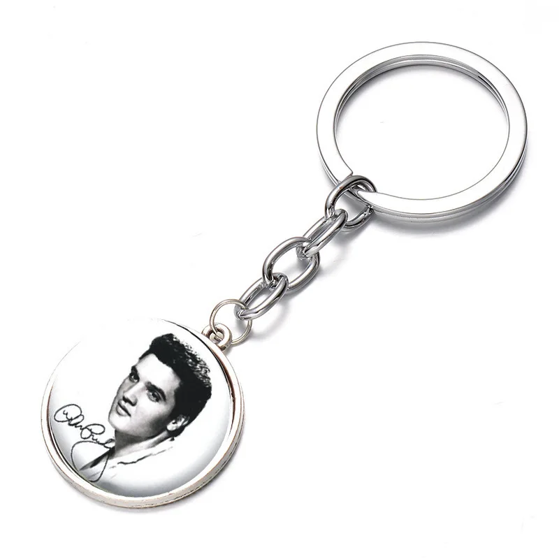 Style 1 SIAN Elvis Арон Пресли кристалл брелок рок певец художественное Изображение напечатанное стекло кабошон кулон Серебряный Бронзовый Классический брелок - Цвет: Style 1