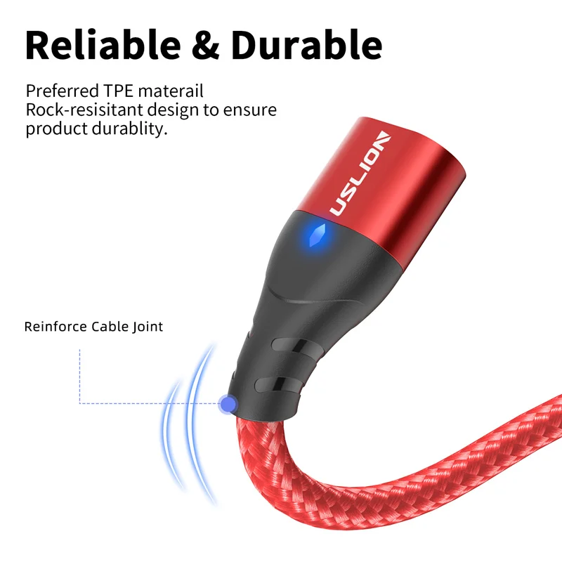 USLION Magnetic Fast Charging Cable Micro USB Type C Phone Cable For iPhone Samsung Charger Magnet Cables USB C Data Sync Cord
