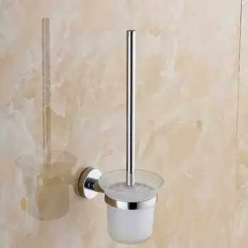 

Creative High Quality Round Wall Mounted Toilet Brush and Frosted Glass Toilet Brush Holder Home Bathroom Accessories