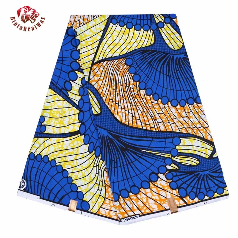Полиэстер воск печатает ткань Анкара бинта настоящий воск высокого качества 6 ярдов африканская ткань для вечерние платья FP6086