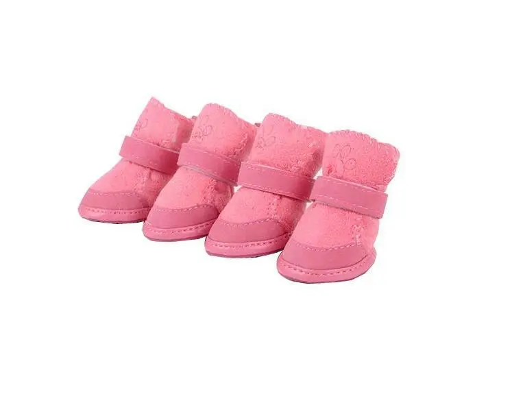 Pink 4 шт., Обувь для собак, водонепроницаемые зимние ботинки для собак, нескользящие носки для щенков, кошек, дождя, снега, ботиночки, обувь для маленьких собак, чихуахуа - Color: Pink