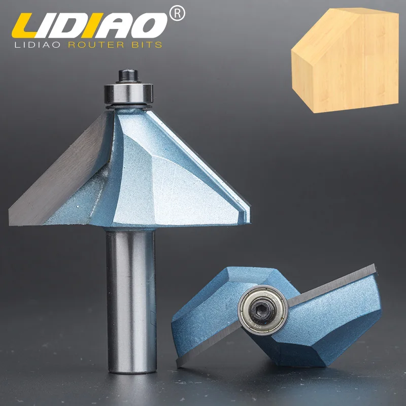 LIDIAO 1 шт. 1/2 ''деревообрабатывающий фреза 45 ° фаска бит с подшипником конической фрезы для дерева Концевая фреза для обрезки машины