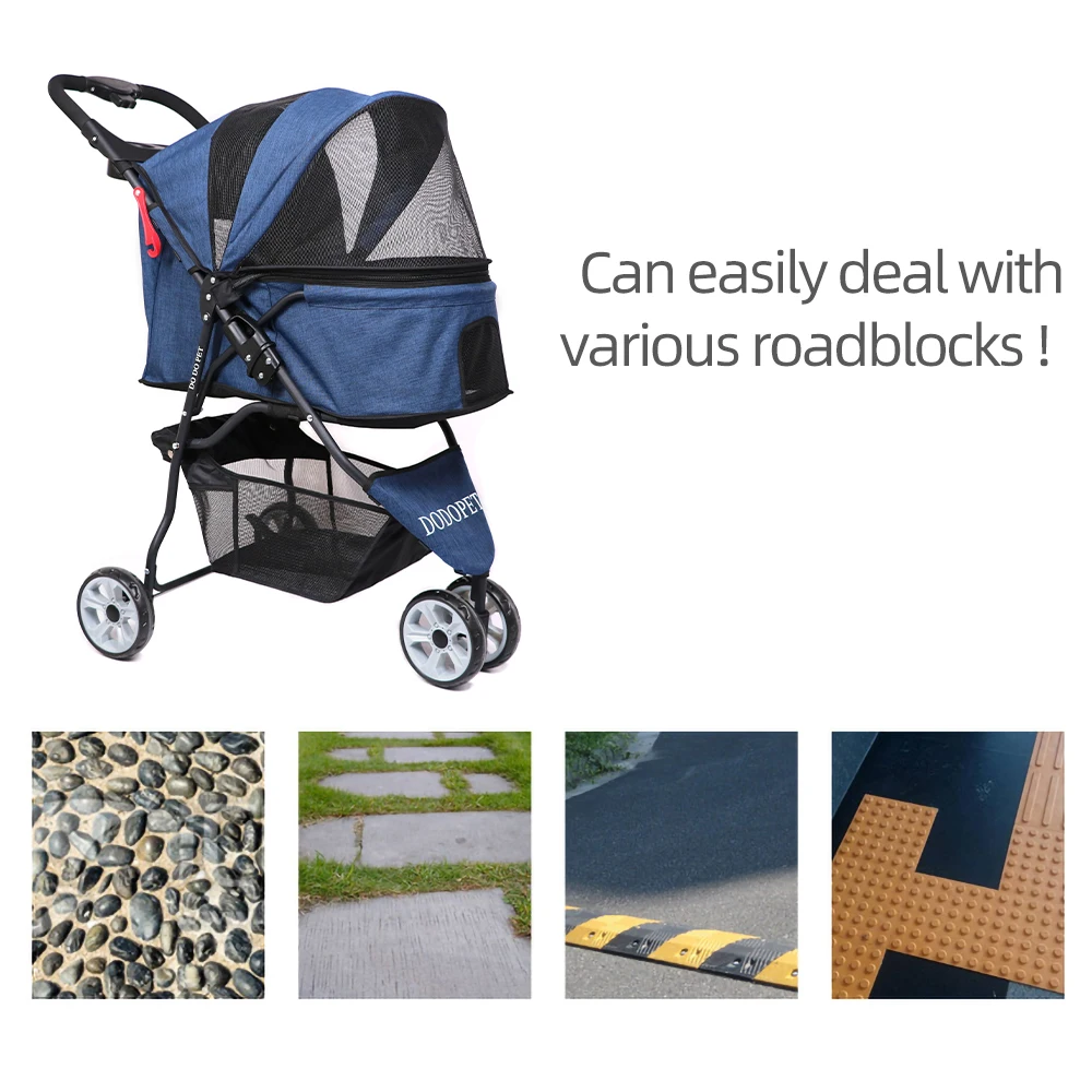 Pet Dog Carrier Stroller Foldable Pet Carrier Strolling Cart 3 Wheels Dog Stroller Lightweight Dog