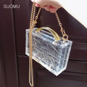 

Transparent totes bag Clear acrylic ice box bag women girl vintage retro wedding party handbag 2020 summer bag