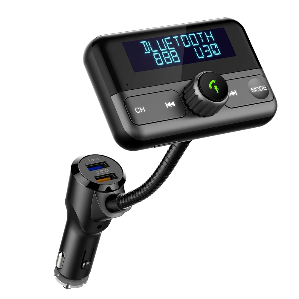 JINSERTA 1," большой экран fm-передатчик беспроводной Bluetooth QC3.0 двойное зарядное устройство USB громкой связи MP3 аудио автомобильный комплект