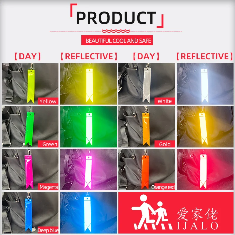 New MEILITE 500 candle lights Streamer Reflective Keychains Safety protection bag pendant  key ings For traffic safety use