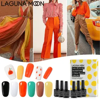 

LAGUNAMOON 6Pcs Neon Cutie Gel Polish Set UV LED Soak Off Lacquer Manicure Beauty Salon Color Nail Gel Polish 8ml