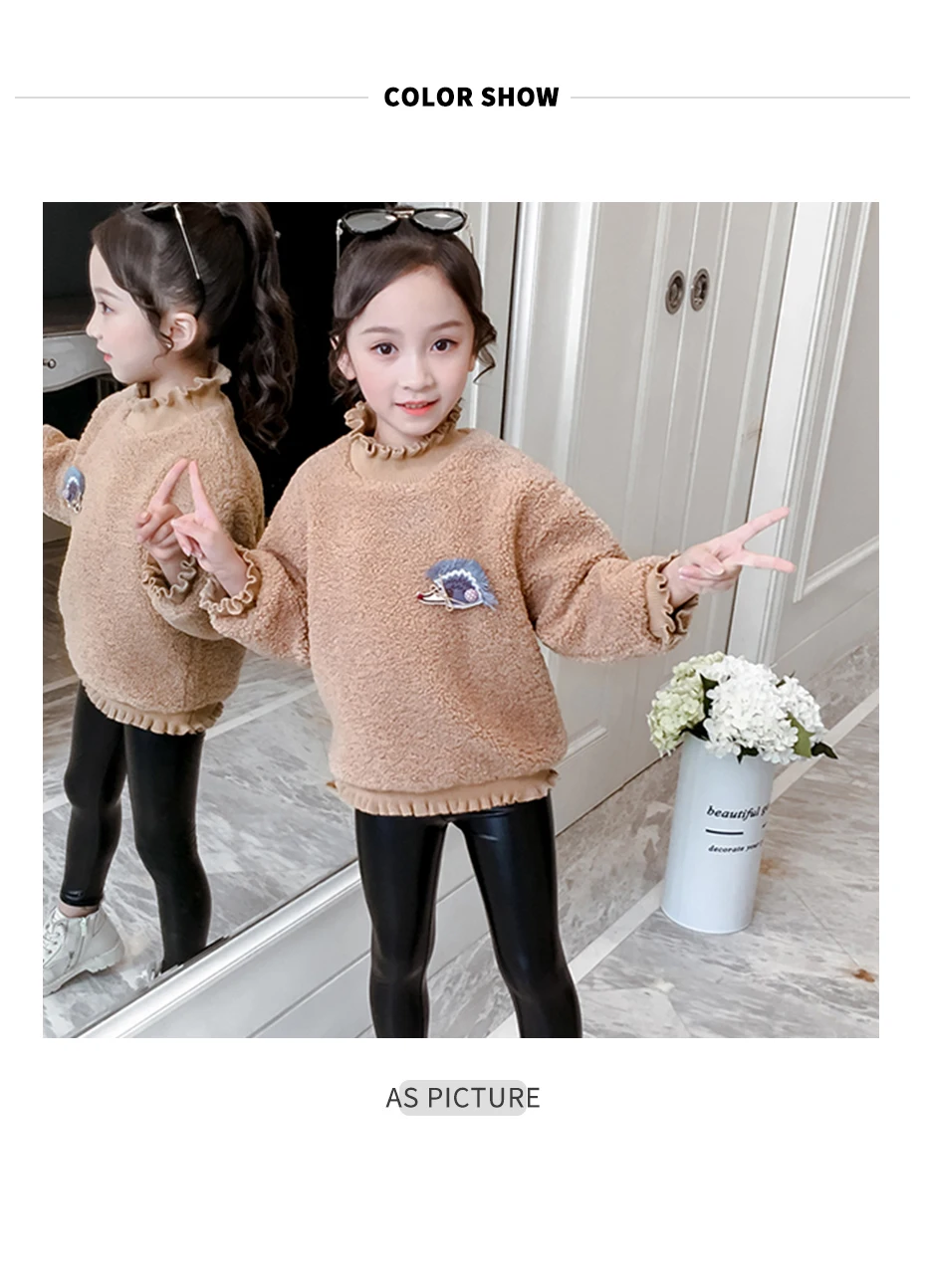 Свитера для девочек; бархатный свитер в стиле пэчворк для девочек; пуловер с рукавами-лепестками для детей; модная зимняя теплая одежда для девочек