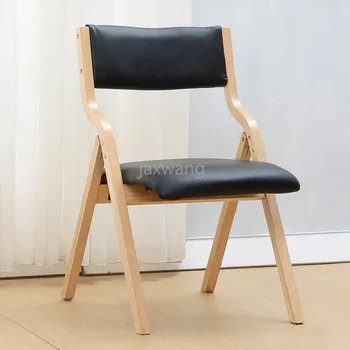 

Folding Chair Removable Seat Cover Washable Living Room Furniture Space Saving Durable Chair Curved Wood Frame Dining Chair
