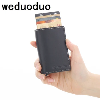 

New Genuine Leather Women Card Case Wallet Men Credit Card Holder Rfid Blocking Cardholder Magic Smart Slim Card Wallets