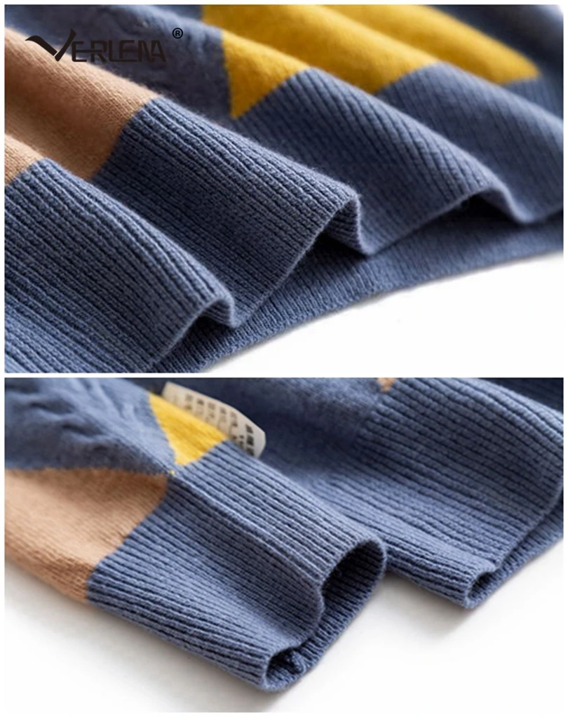 Verlena Argyle высококачественный кашемировый джемпер Повседневный свитер женская одежда с круглым вырезом длинный рукав английский стиль Вязаный Пуловер Осень