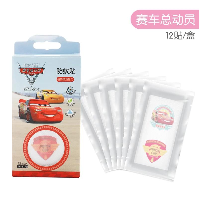 

12pcs/lot Disney Cars Lightning McQueen Mosquito Repellent Patches Stickers Drive Midge Citronella Oil Mosquito Killer For Kids