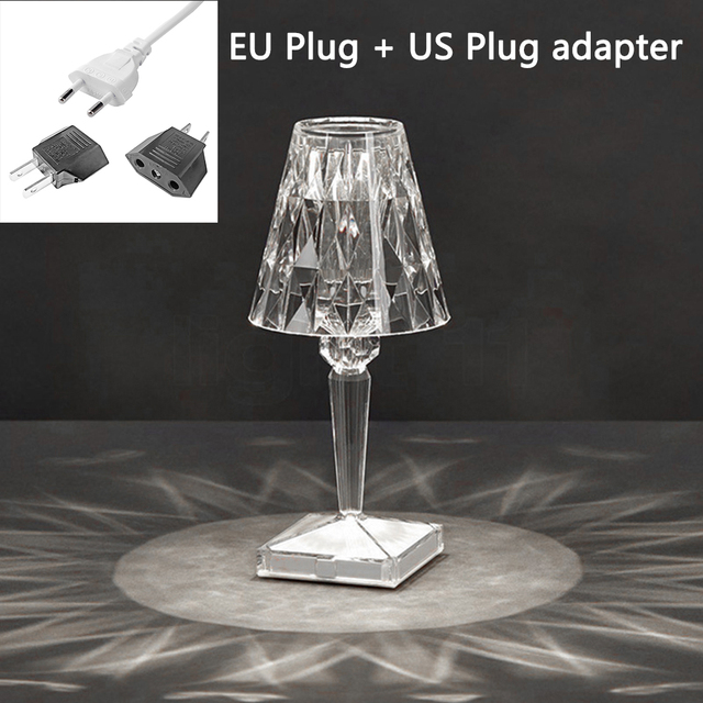 Kartell Desk Lamp Crystal Table Night Light Transparent Prism Diamond Desk Lamps Home Bedroom Decoration EU+US Pulg