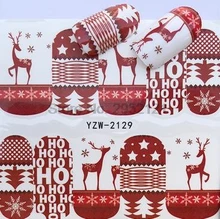  by dhl or ems 2000sheets Christmas Theme Nail Art Decals Fashion Red Deer Xmas Full Designs Nail Decorations Watermark Tips new 