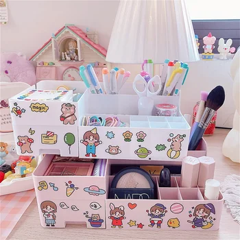 

Makeup Organizer With Mirror Large Capacity Cosmetic Storage Box Organizer Desktop Jewelry Nail Polish Makeup Drawer Container