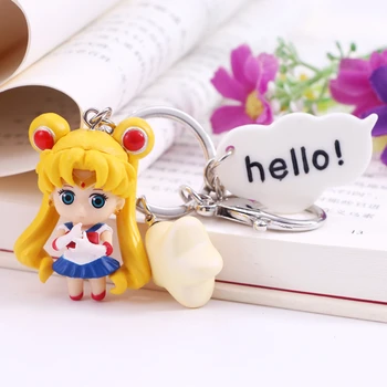 

Cute Janpanese Anime Sailor Moon cosplay Keychain Key Ring Cat Figure Gift costume Unisex Accessories