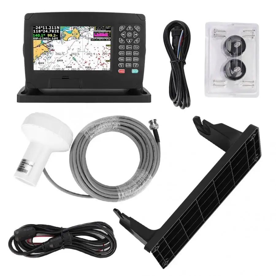 XF-607 7 inch Color Display Marine GPS Navigator Navigation Locator With Chart Antenna 12-36V Marine Boat GPS Navigator