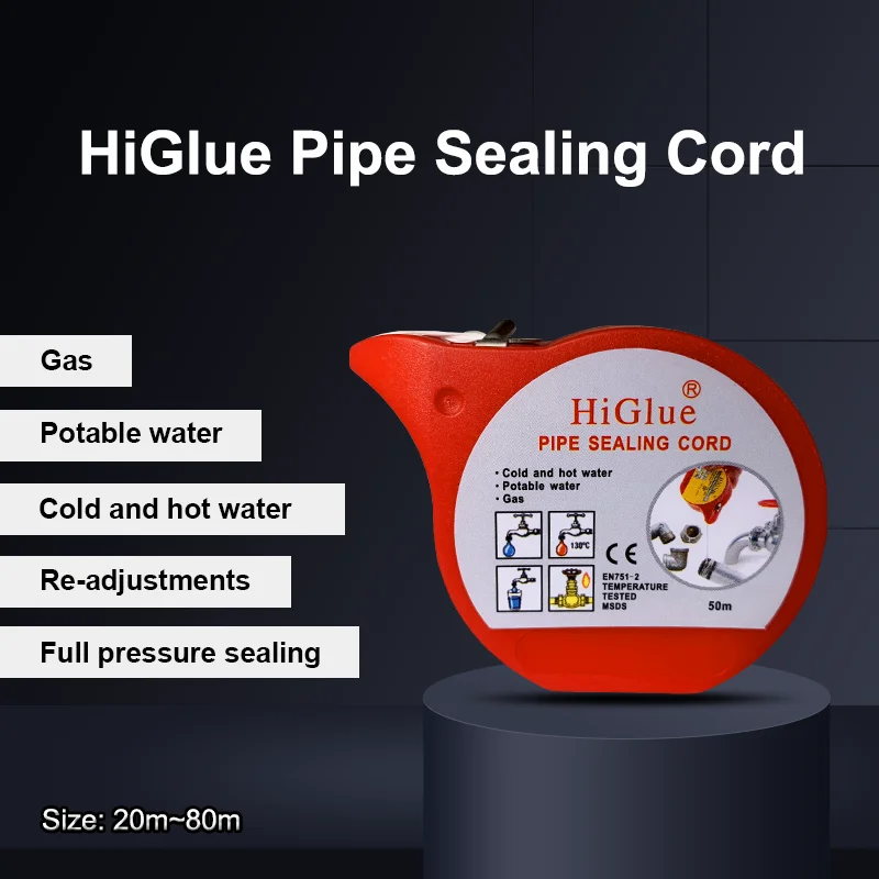 1pc*50m Higlue 55 With New Label PTFE Tape Thread Sealing Cord For Pipe Repair Fix No Leak