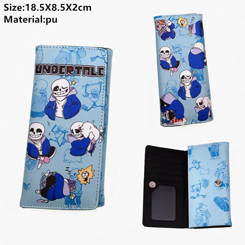 Кошелек из искусственной кожи для игр Undertale Sans, на кнопках, с отделением для карт, Женский кошелек, для мальчиков и девочек, для костюмированной вечеринки, с мультяшными монетами, милый кошелек