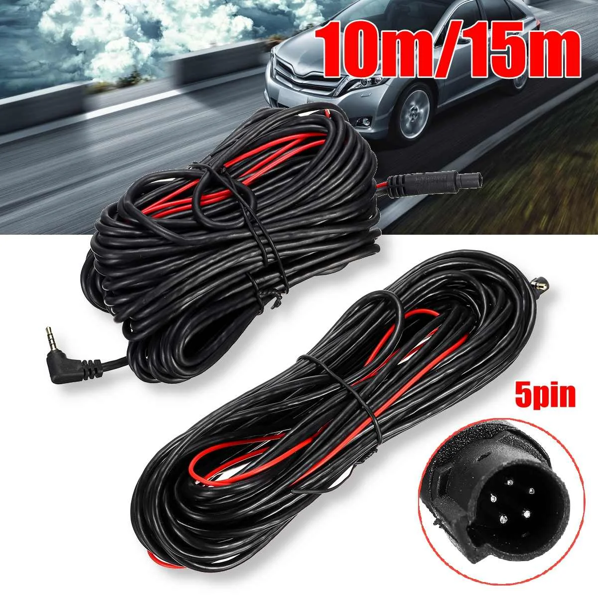 rear view backup camera reverse car recorder cable 4 pin to 2.5mm extension 10m 