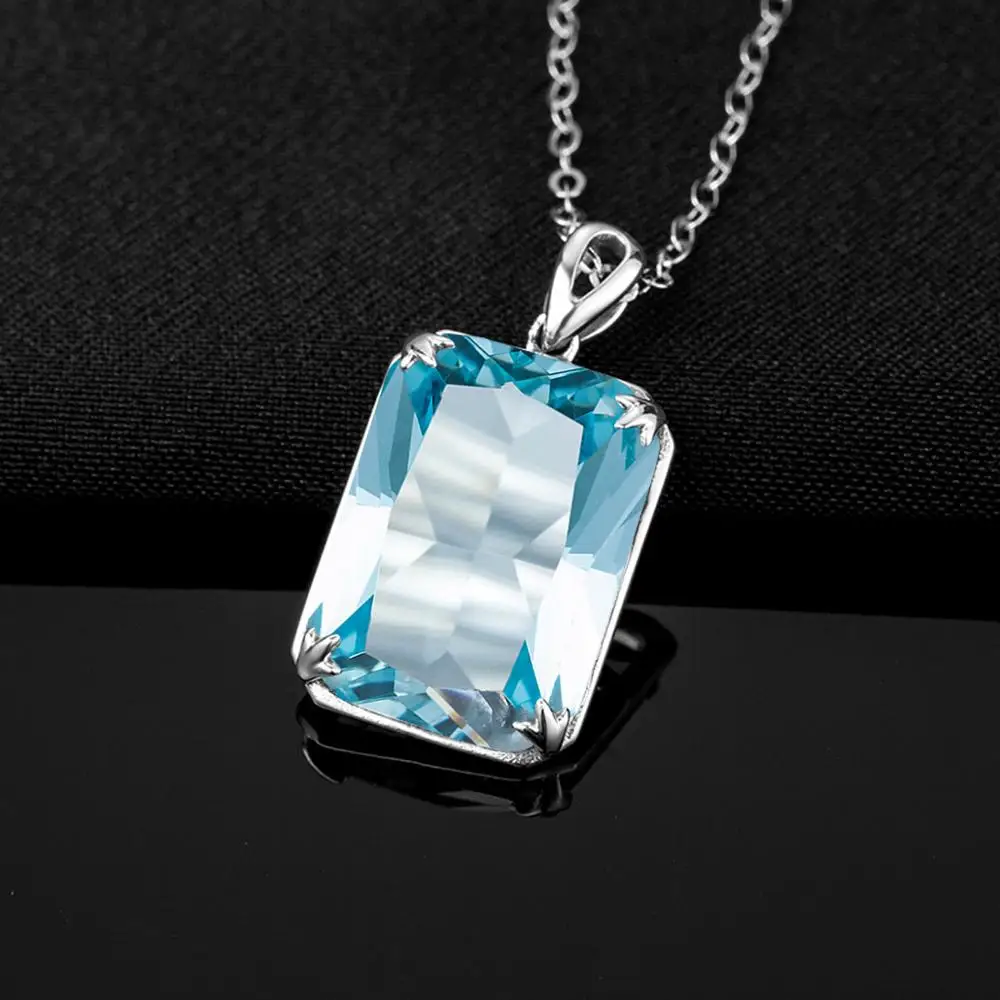Szjinao Real 925 Sterling Silver Aquamarine Pendant For Women Gemstone Necklace Pendants Viking Handmade Undefined Fine Jewelry pendant necklace silver necklace silver pendant silver necklace charms