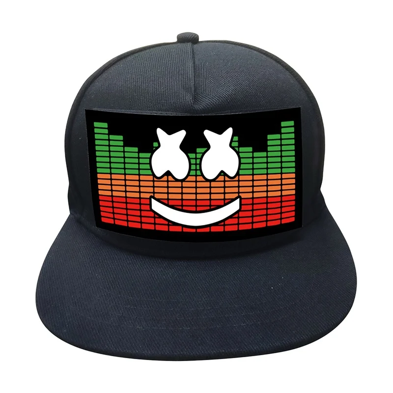 Светящаяся звуковая активированная бейсбольная кепка DJ светодиодный мигающий головной убор со съемным экраном вечерние шляпы для мужчин женщин подарки на Хэллоуин