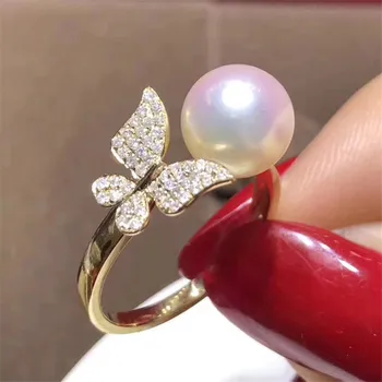

Classic Rings Mounting Beads Resizable Design Rings Base 925 Silver Pearl Rings Settings Women DIY Pearl Ring Accessory No Pearl