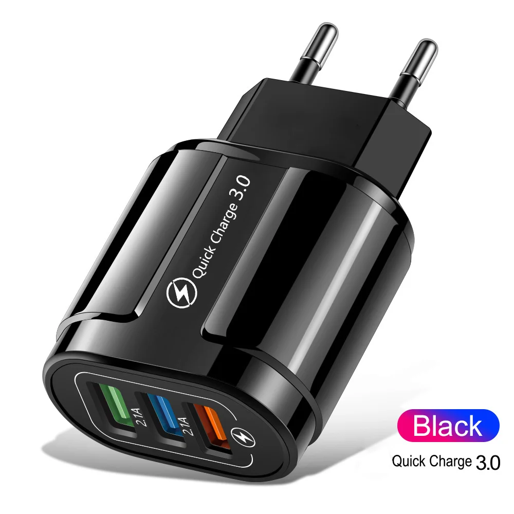 3A 18W USB Charger Quick Charger 3.0 For Xiaomi Huawei Samsung 3 Ports Universal Wall Mobile Phone Adapter Fast Charging Charger 65 watt usb c charger
