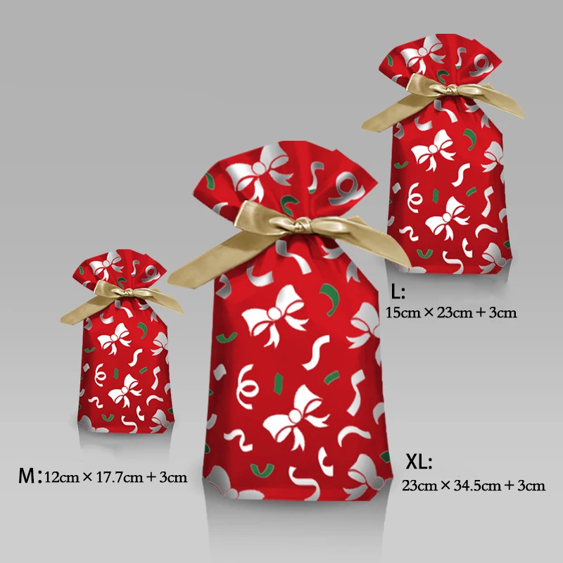 thumbnail image 1 of 5/10 piezas Bolsa de dulces de Año Nuevo 2022 Bolsa de regalo de Papá Noel Bolsa con cordón crujiente de copos de nieve Decoraciones de Feliz Navidad para el hogar Regalo de Navidad, 1 of 5
