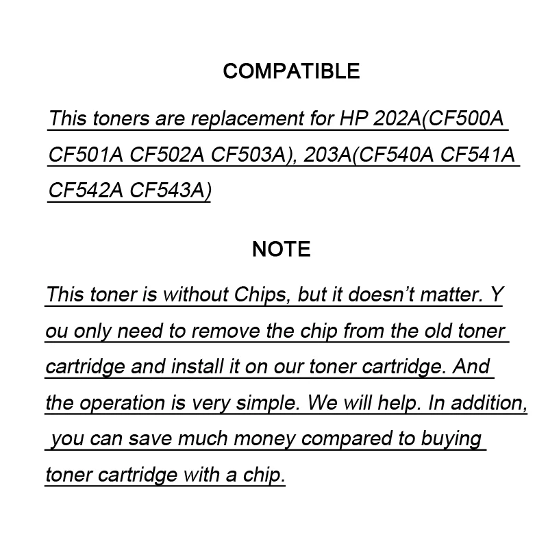 Misee совместимый картридж с тонером Замена для hp 202a/203a CF500a-CF503a CF540a-CF543a Laserjet M254 M281 4 шт. без чипа