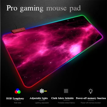 

Yuzuoan Custom RGB Mouse Pad Universe Red Starry Comfort Large RGB Gaming Mouse Pad USB LED Color Lighting Thickened Carpet Pad