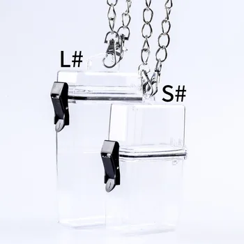 

New 1pcs Waterproof Clear Cigarette Case Box Chain Neck-hung Plastic Transparent Bag Storage Box Portable Club Travel