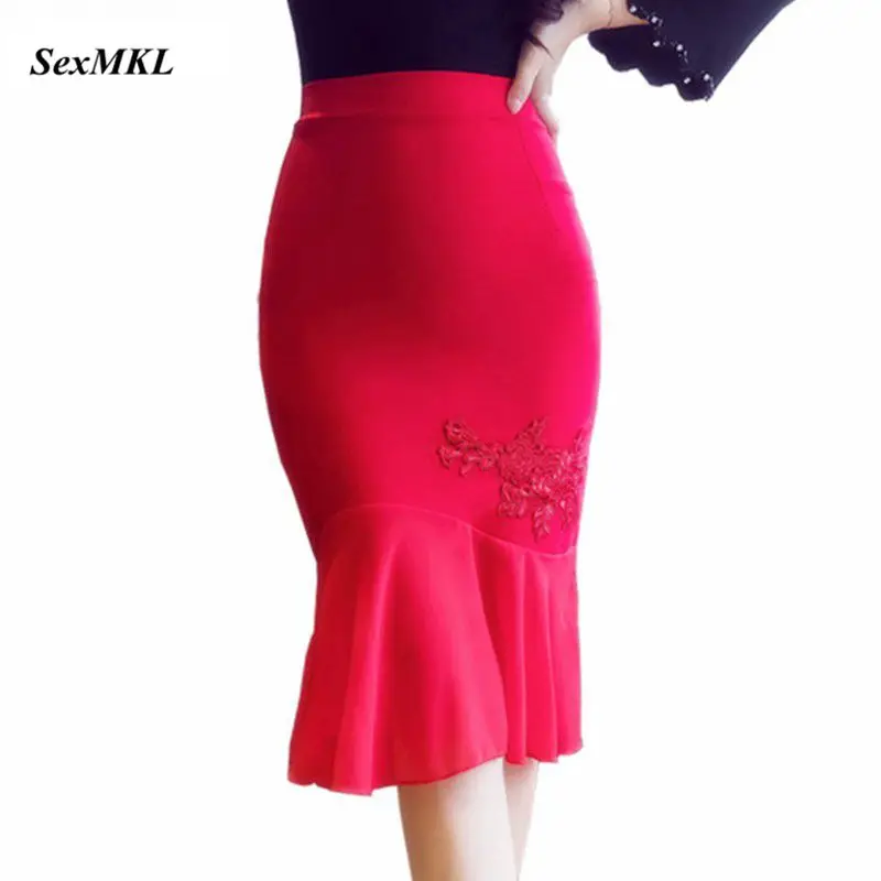 Red High Waisted Pencil Skirt Women Red Black Pencil Skirt Pencil