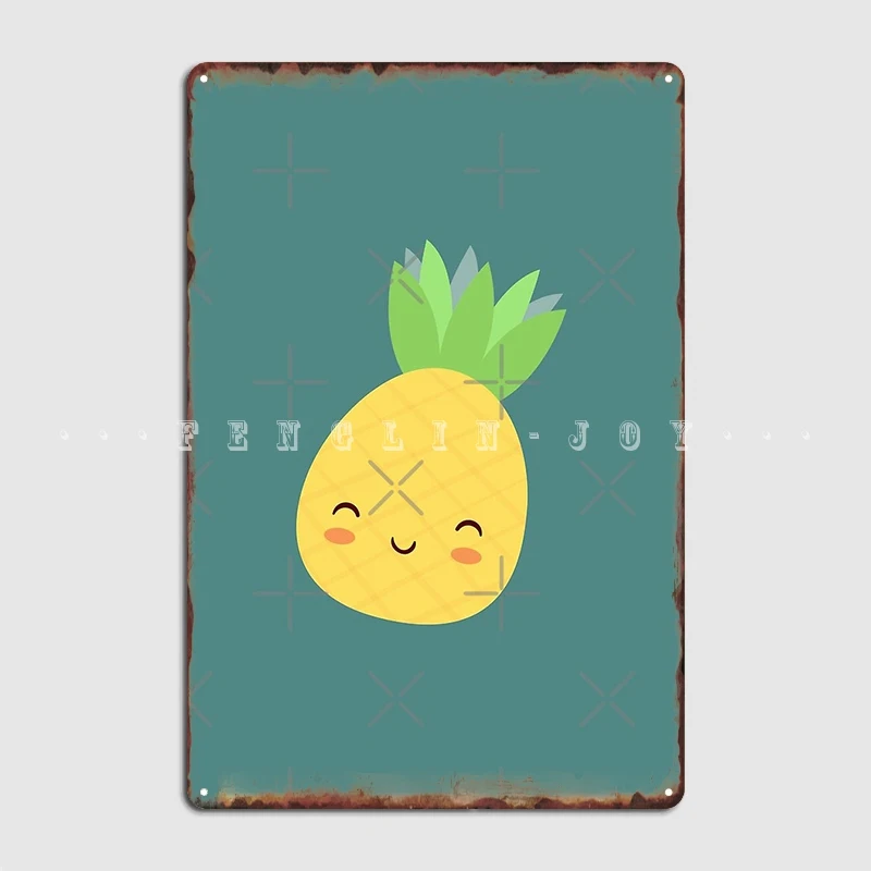 

Happy Pineapple Poster Metal Plaque Cinema Garage Home Customize Painting Décor Tin Sign Posters