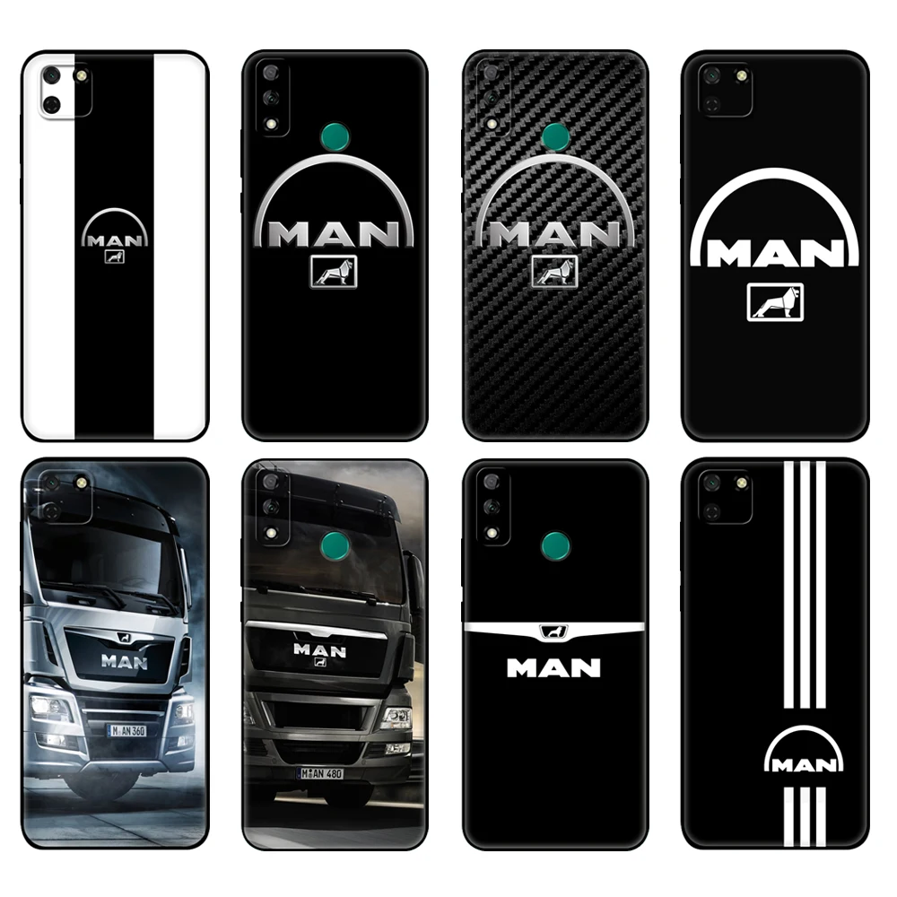 Черный чехол из ТПУ для Huawei Y9S Y6S Y8S Y5P Y7P Y8P Y5 lite Prime 2018 Y6 2019 с логотипом Man trucks |