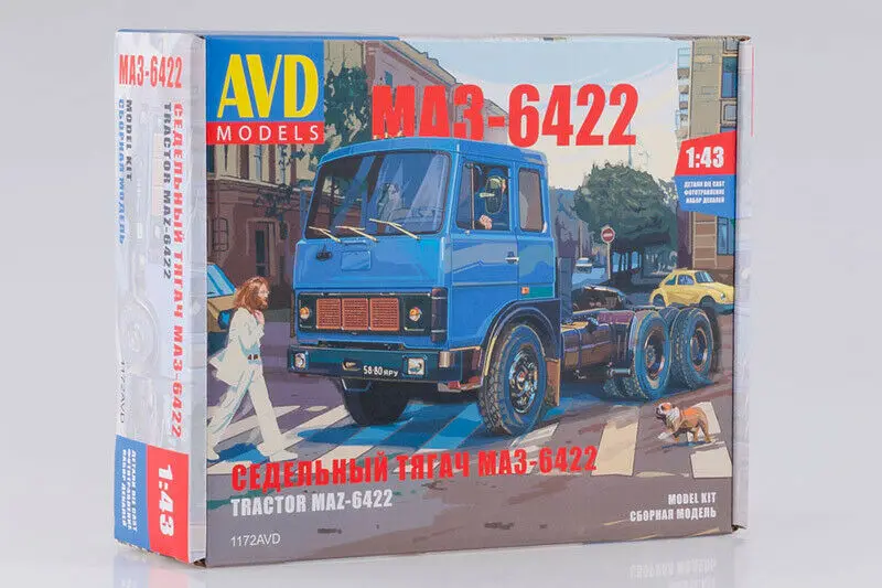 NEW AVD Models 1:43 Scale Tractor MAZ-6422 USSR Truck Diecast Model Kit 1172AVD Unassembled toys for collection new ssm 1 43 scale maz 6422 tractor blue ussr truck ssm1172 by start scale models diecast cars for collection gift