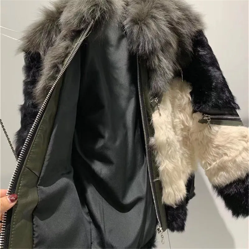 Пальто из натурального меха, короткое,, подиумный стиль, для женщин, из натурального меха ягненка, пальто с мехом лисы, мотоциклетная куртка из натуральной кожи