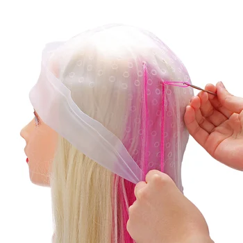 

Reusable Hair Coloring Dye Cap Silicone Highlight Cap Hair Staining Cap with Hook Hairdressing Tools