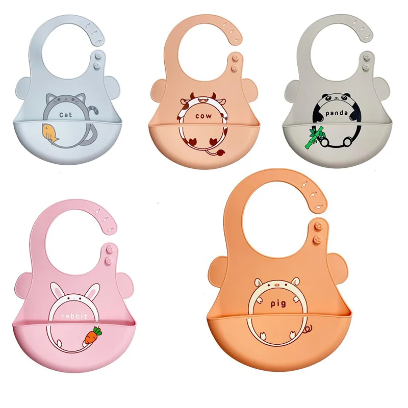 

Baby Baby To Eat Bib Stereo Silicone Waterproof Super Pap Child Large-sized Saliva Round Disposable Drooling Bibs For Girls