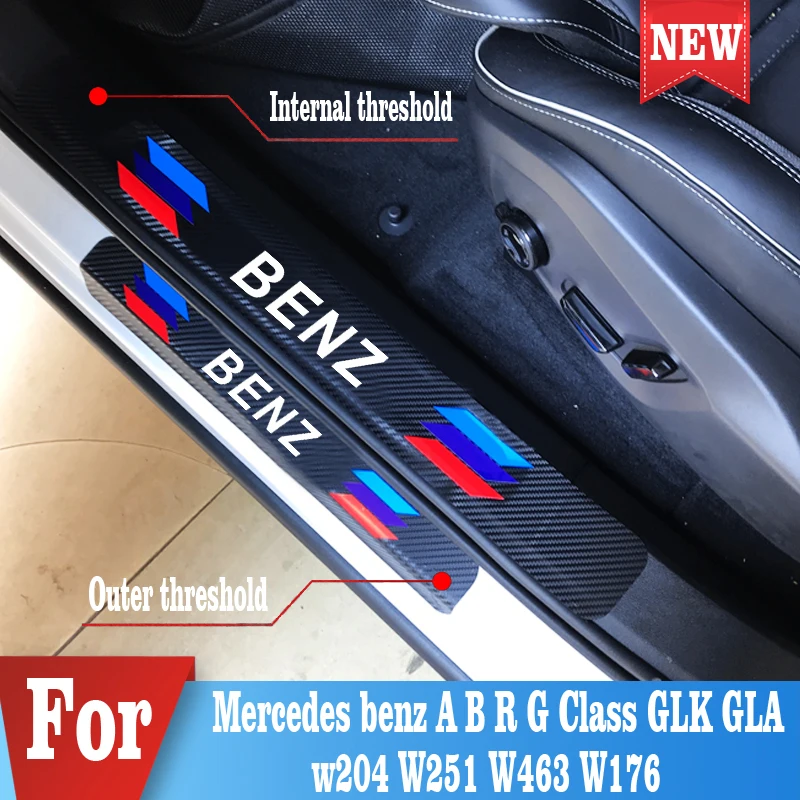 4PCS Car Door Sill Protector Stickers For Mercedes benz A B R G Class GLK GLA w204 W251 W463 W176 Accessories