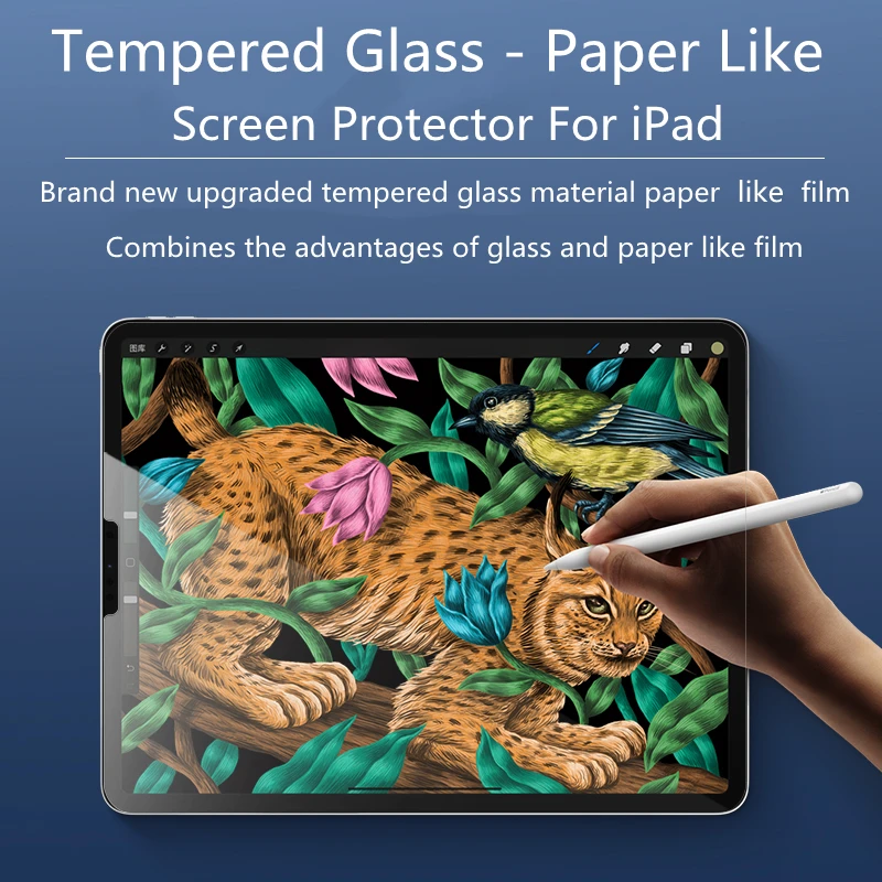 tablet pillow pad Tempered Glass Paper Like Matte Screen Protector For iPad Pro 11 Air 4 10.9 8th 9th 10.2 9.7 10.5 Mini 6 4 5 Write Painting Film wall mount tablet holder