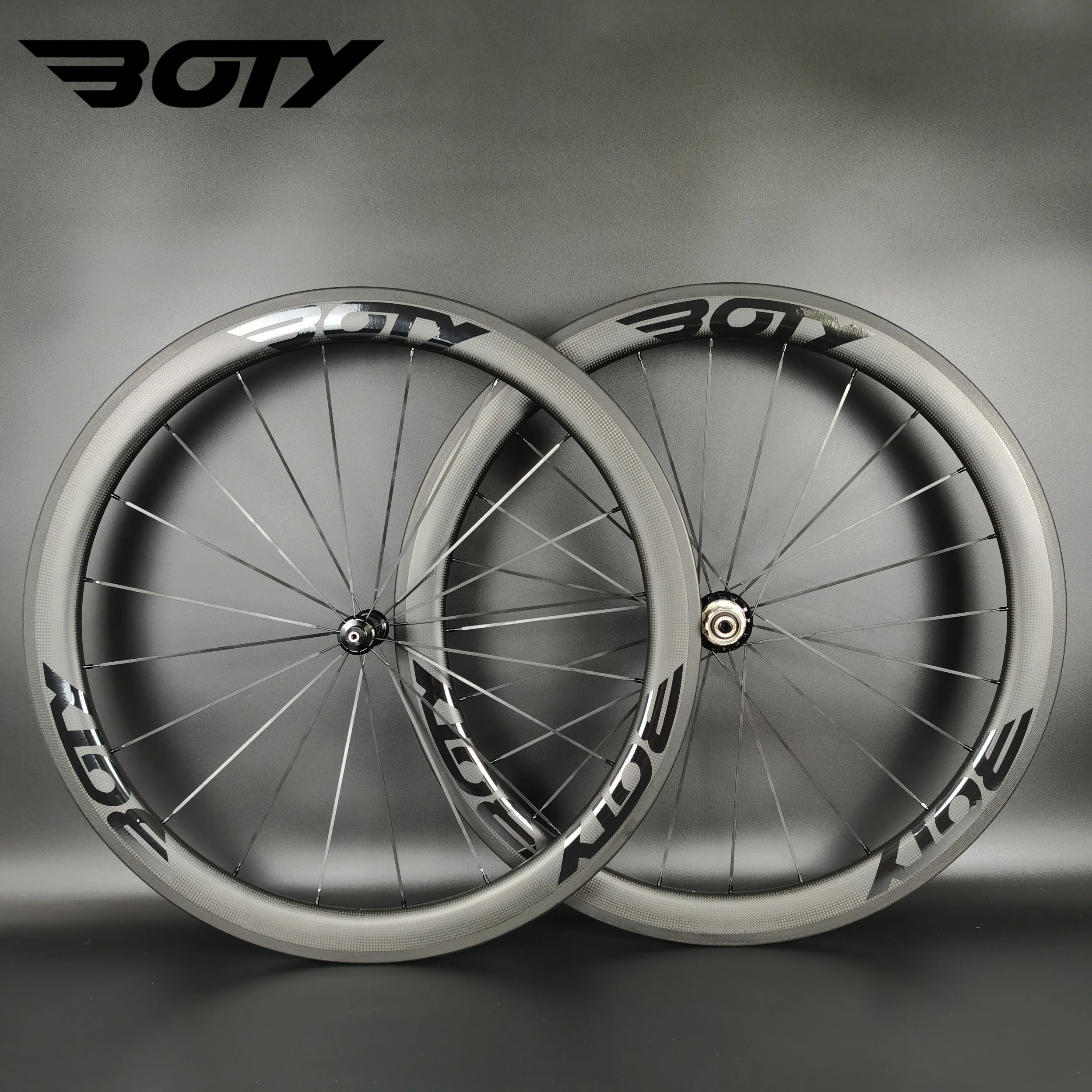 BOTY 700C Road bike light carbon wheels 50mm depth 25mm width clincher/Tubular Bicycle carbon wheelset with BOTY black decals
