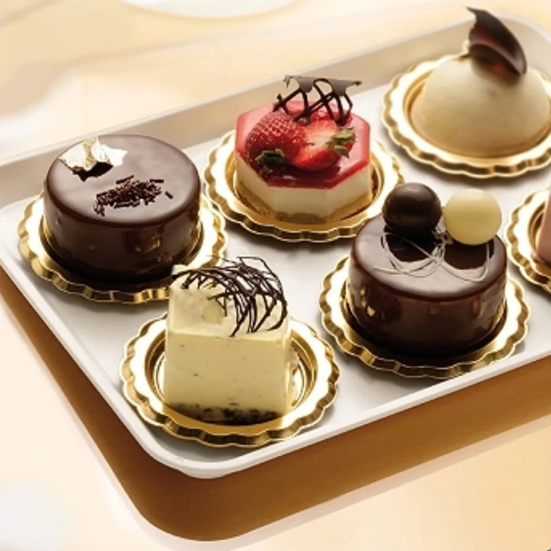 10 Pcs Round SquareCake Boards Golden Mousse Mat Bottom Food Grade PET Cake Kitchen Dessert Tray Cake Bakeware Decorat Tools