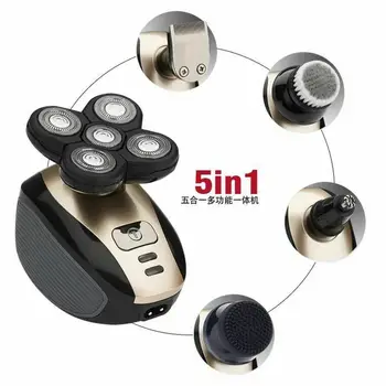 

5 in1 4D Waterproof Cordless Trimmer Recharge Electric Razor Shaver Bald Head