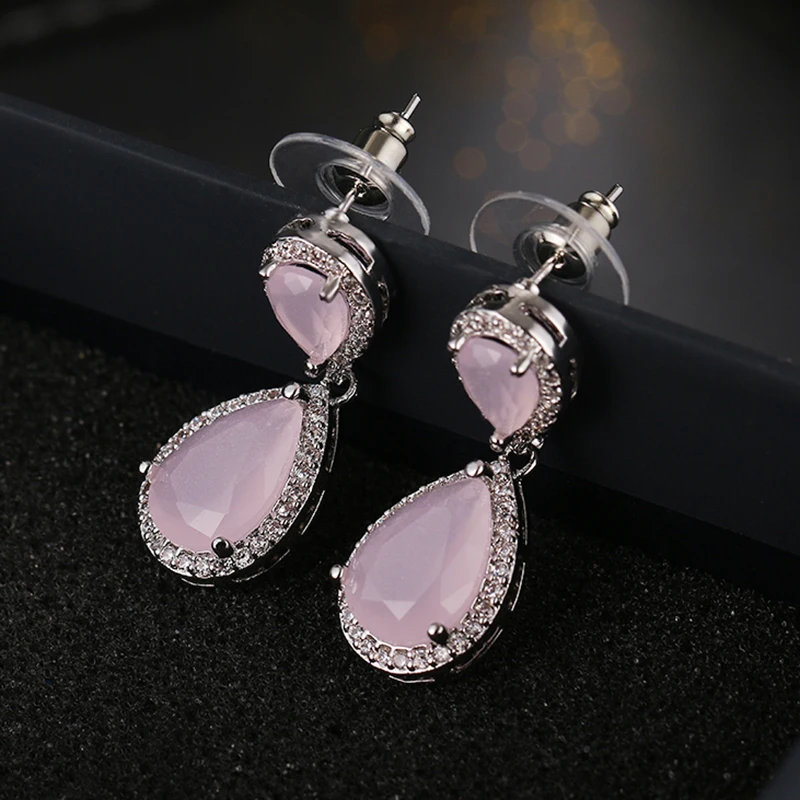 Charm White/Rose/Yellow Gold Color Drop Water Long Earrings Clear Crystal Nail Drop Earings Women Dazzling Wedding Gift AE331 - Image 5