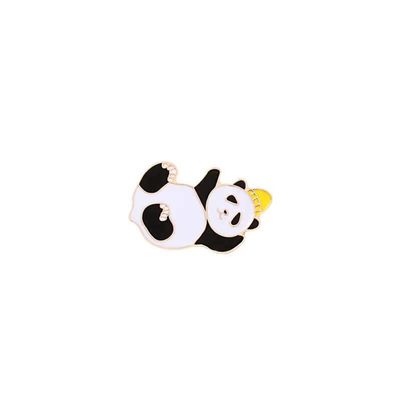 yellow Мода мультфильм животное брошь& булавка милый креативный панда Kawaii лацкане эмаль женские булавки Забавный детский значок на свитер мешочек для украшений подарок - Окраска металла: yellow