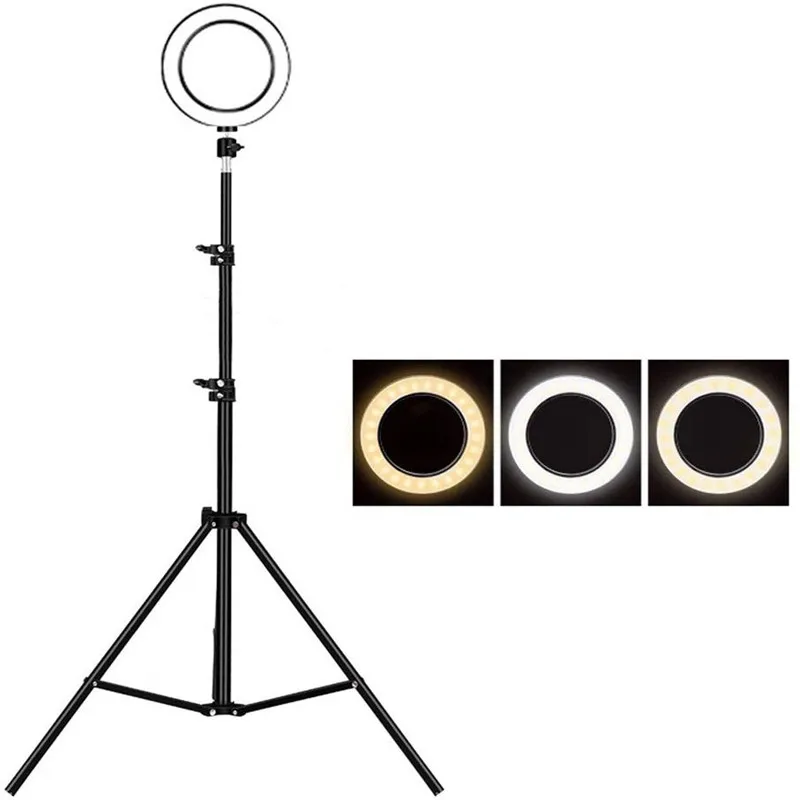 26cm Fill light Светодиодный кольцевой светильник для селфи с 2,1 м штативом 16 см/26 см размер селфи лампа для живого видео макияж Автоспуск фотография заполняющий светильник - Цвет: 26cm Fill light
