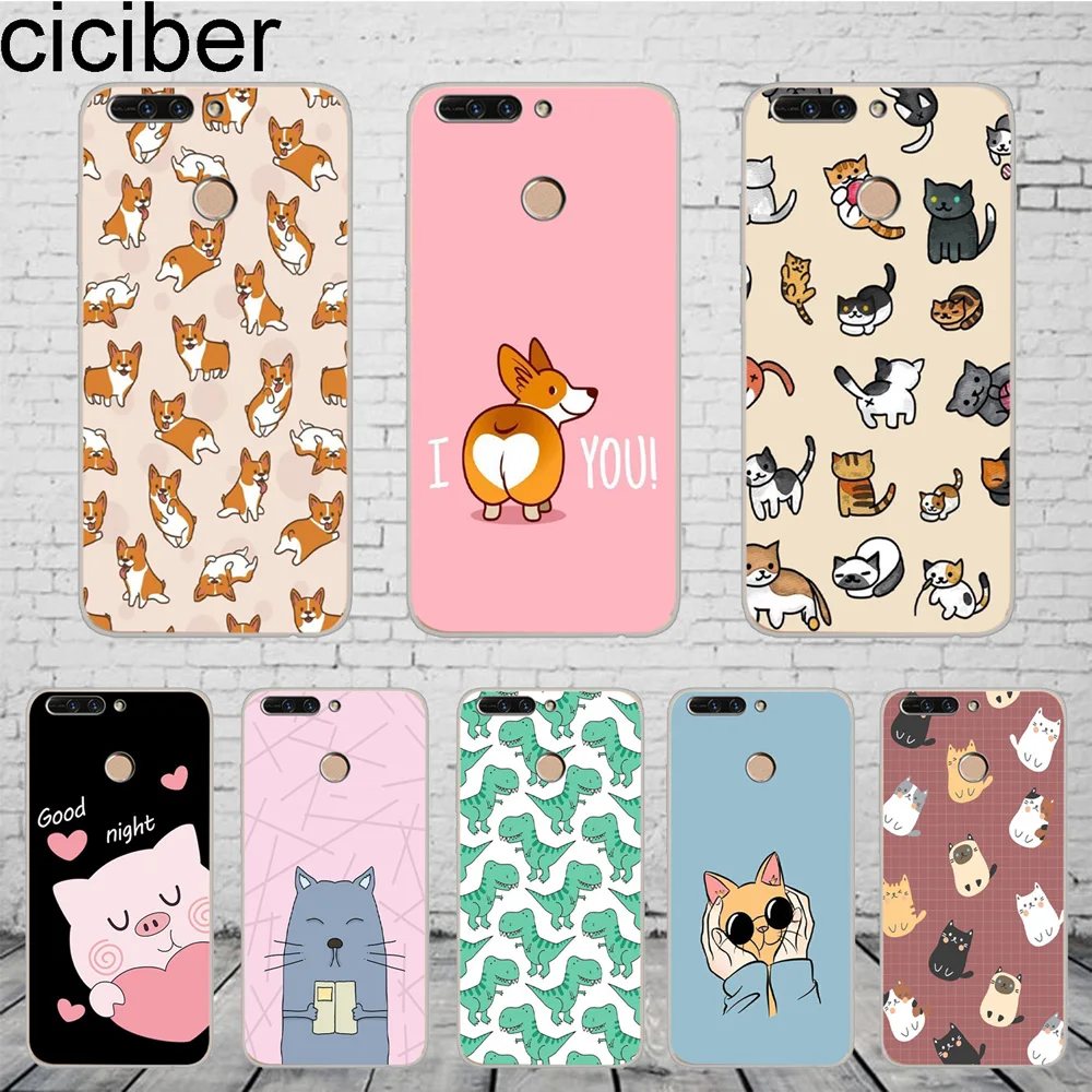 

ciciber Cute Cat Dog Corgi Cover For Honor 8X 7A 8C 9 10 Lite Pro Lite Play V10 Phone Case Soft Silicone TPU Capinha Shell Coque