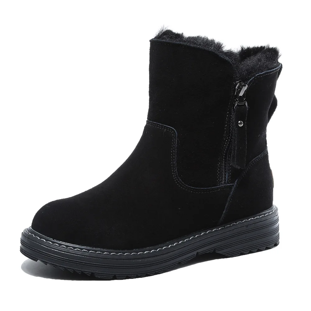 Зимние ботинки; женские плюшевые ботинки на платформе; botas de nieve mujer botte hiver femme; модные ботинки с круглым носком на молнии; резиновая обувь; TSDFC - Цвет: Черный